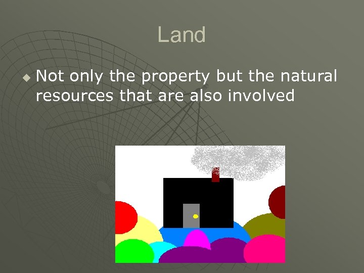 Land u Not only the property but the natural resources that are also involved