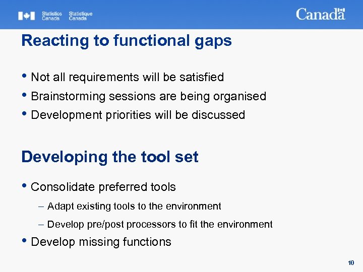 Reacting to functional gaps • Not all requirements will be satisfied • Brainstorming sessions