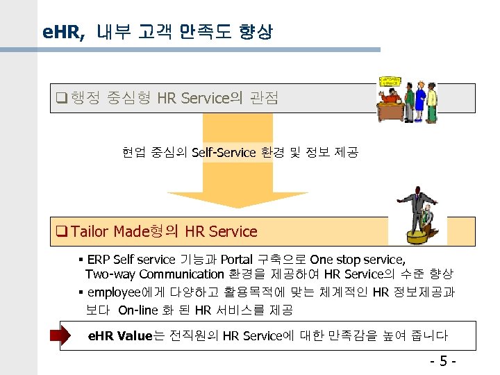 e. HR, 내부 고객 만족도 향상 q 행정 중심형 HR Service의 관점 현업 중심의