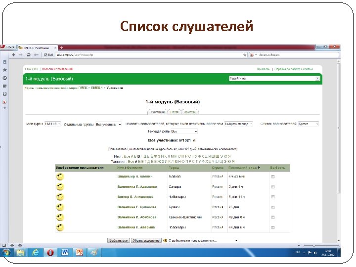 Список слушателей 