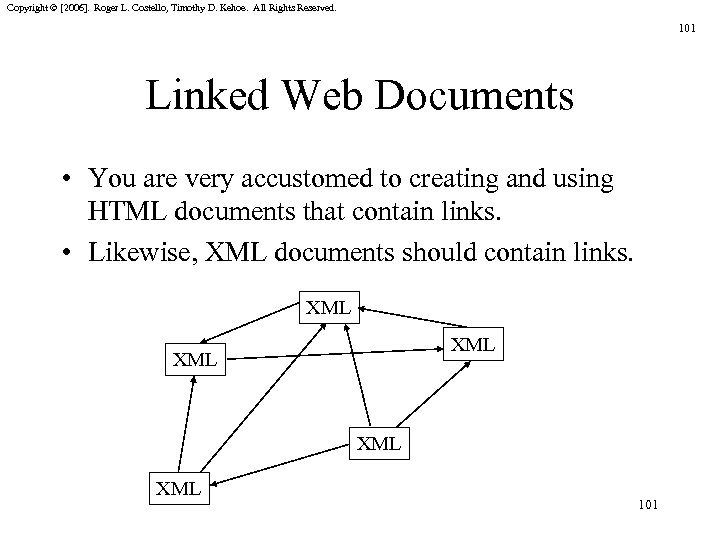 Copyright © [2006]. Roger L. Costello, Timothy D. Kehoe. All Rights Reserved. 101 Linked