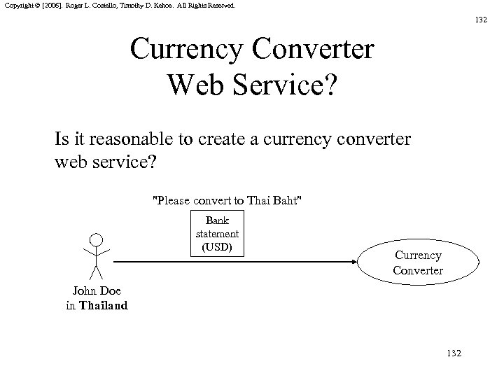 Copyright © [2006]. Roger L. Costello, Timothy D. Kehoe. All Rights Reserved. 132 Currency