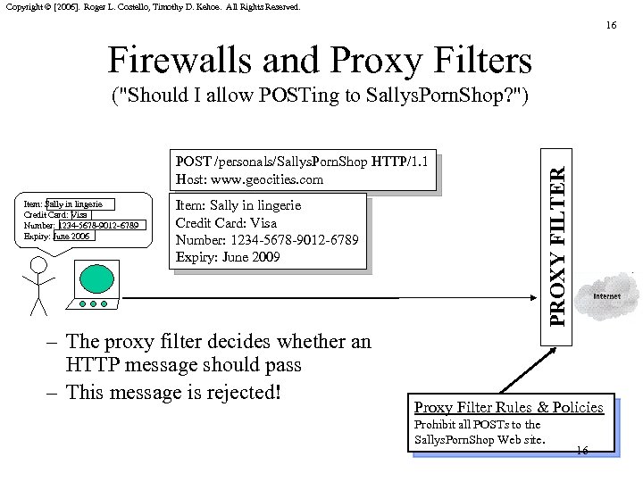 Copyright © [2006]. Roger L. Costello, Timothy D. Kehoe. All Rights Reserved. 16 Firewalls