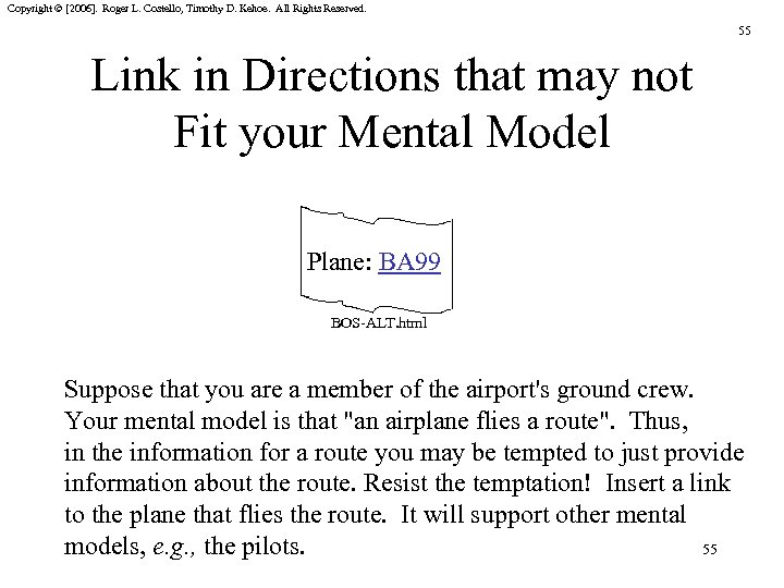 Copyright © [2006]. Roger L. Costello, Timothy D. Kehoe. All Rights Reserved. 55 Link