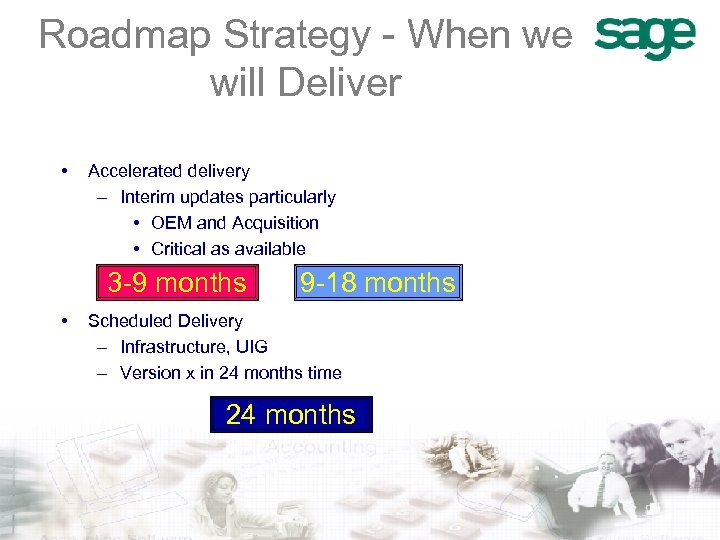 Roadmap Strategy - When we will Deliver • Accelerated delivery – Interim updates particularly