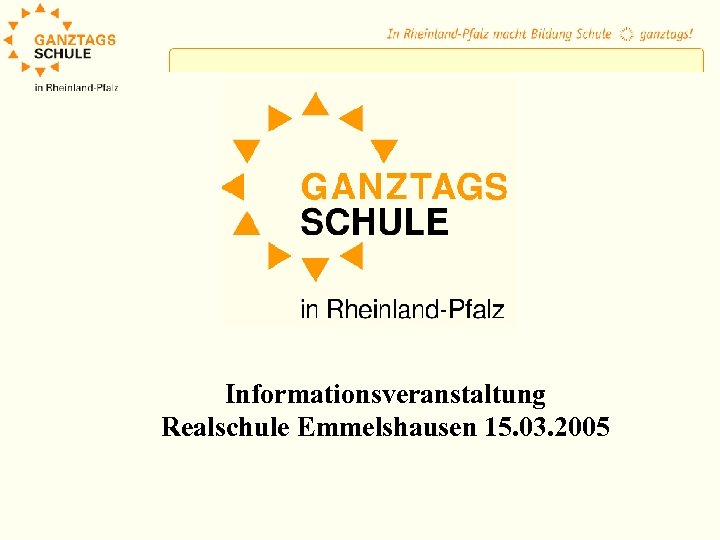 Informationsveranstaltung Realschule Emmelshausen 15. 03. 2005 