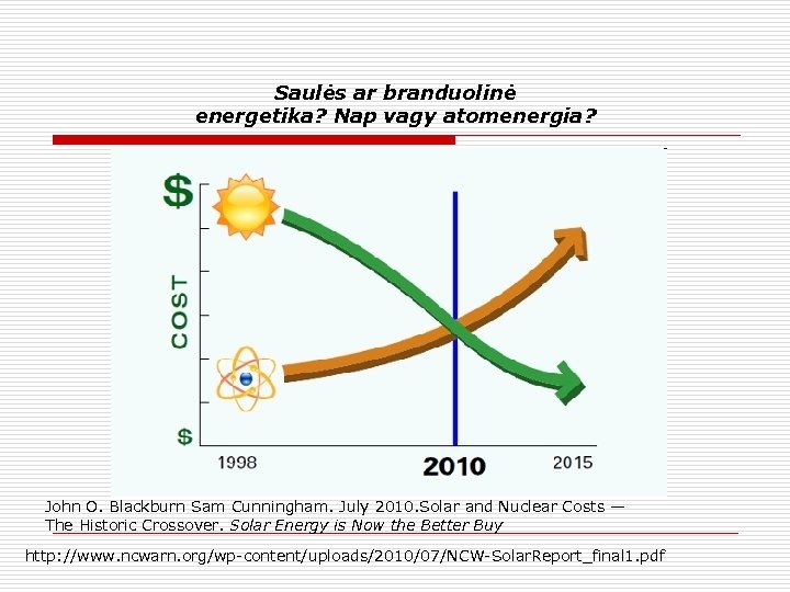 Saulės ar branduolinė energetika? Nap vagy atomenergia? John O. Blackburn Sam Cunningham. July 2010.