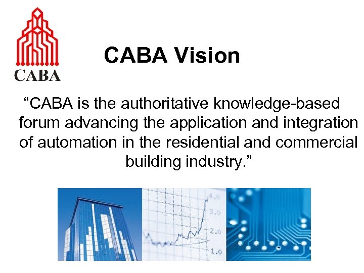 CABA Vision “CABA is the authoritative knowledge-based forum advancing the application and integration of