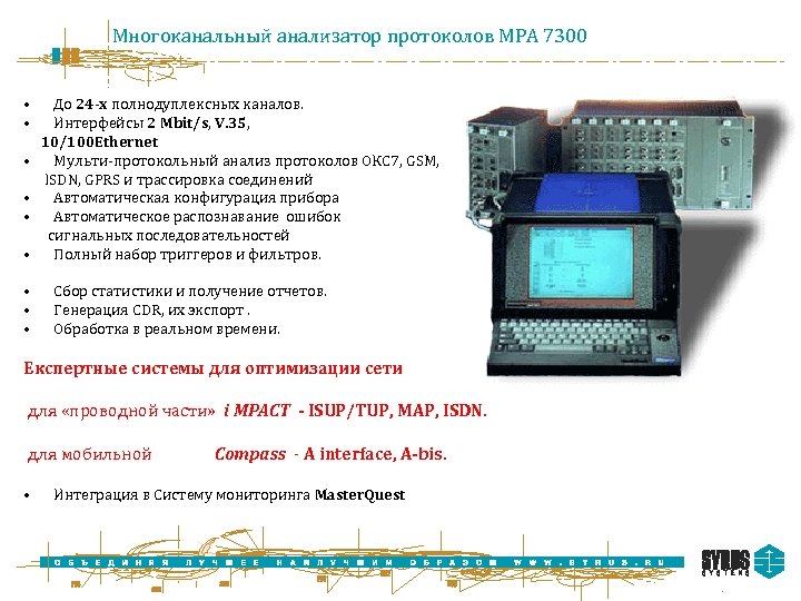 Многоканальный анализатор протоколов MPA 7300 • • • До 24 -х полнодуплексных каналов. Интерфейсы