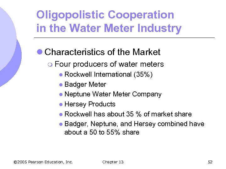 Oligopolistic Cooperation in the Water Meter Industry l Characteristics of the Market m Four