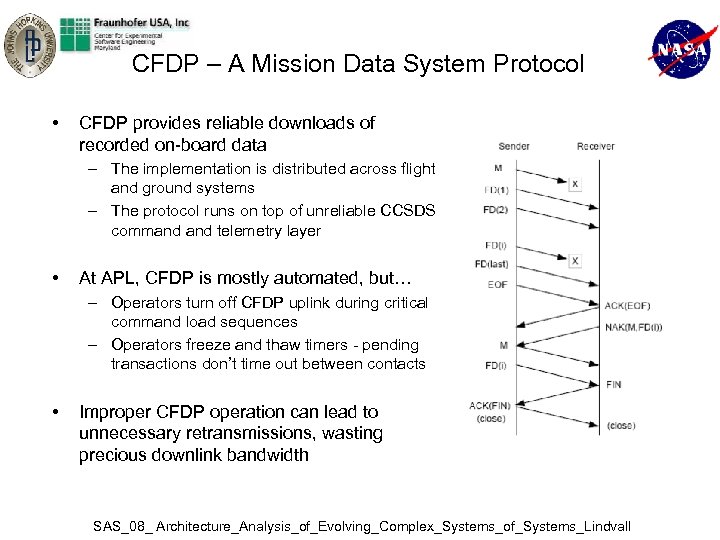 CFDP – A Mission Data System Protocol • CFDP provides reliable downloads of recorded