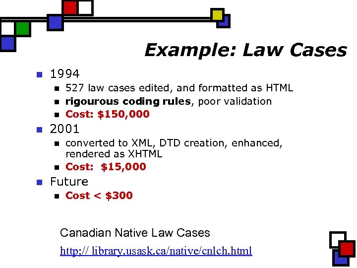 Example: Law Cases n 1994 n n 2001 n n n 527 law cases