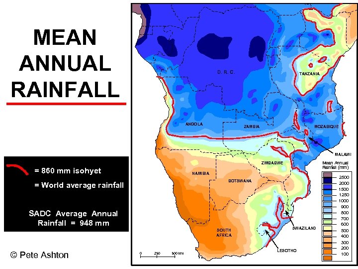 MEAN ANNUAL RAINFALL D. R. C. ANGOLA TANZANIA ZAMBIA MOZABIQUE MALAWI Mean Annual Rainfall