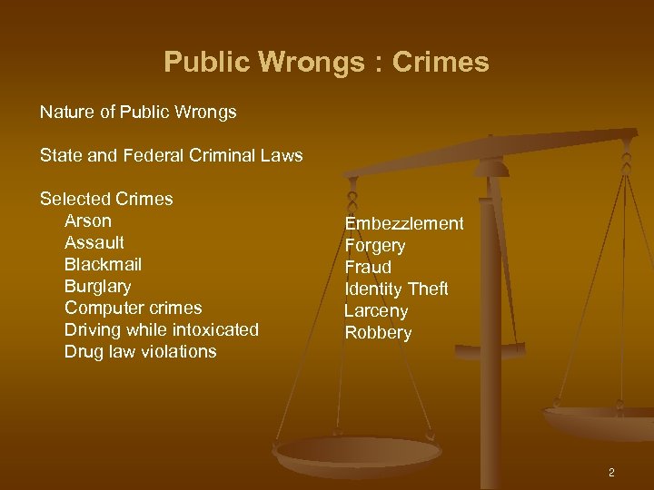 Public Wrongs : Crimes Nature of Public Wrongs State and Federal Criminal Laws Selected