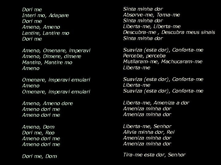 Dori me Interi mo, Adapare Dori me Ameno, Ameno Lantire, Lantire mo Dori me