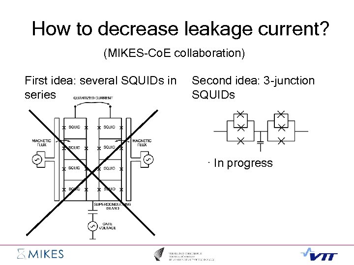 How to decrease leakage current? (MIKES-Co. E collaboration) First idea: several SQUIDs in series