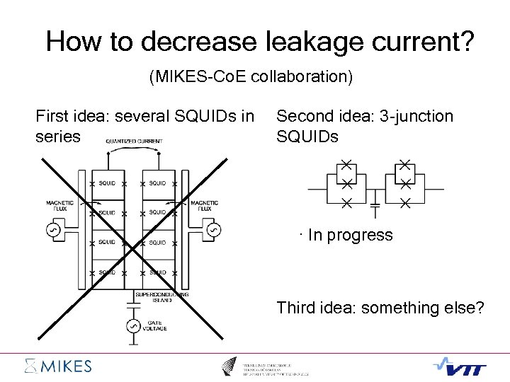 How to decrease leakage current? (MIKES-Co. E collaboration) First idea: several SQUIDs in series