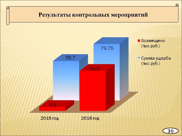 Результаты контрольных мероприятий 30 