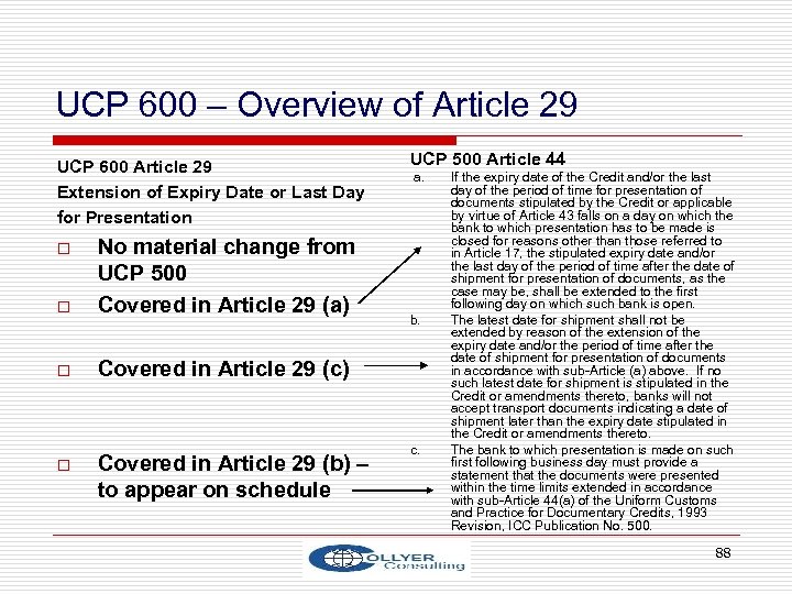 UCP 600 – Overview of Article 29 UCP 600 Article 29 Extension of Expiry