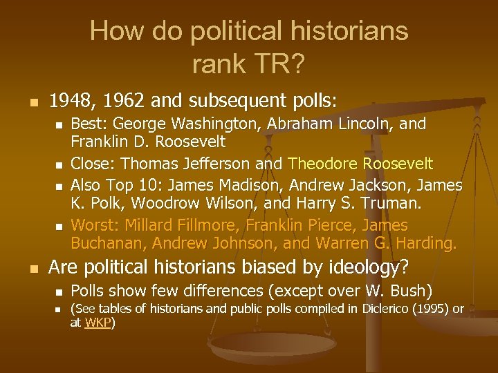 How do political historians rank TR? n 1948, 1962 and subsequent polls: n n