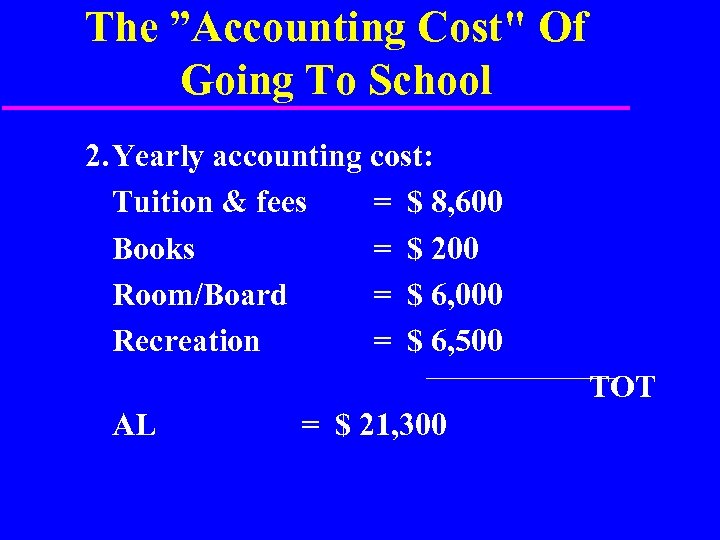 The ”Accounting Cost