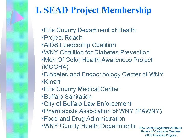 I. SEAD Project Membership • Erie County Department of Health • Project Reach •