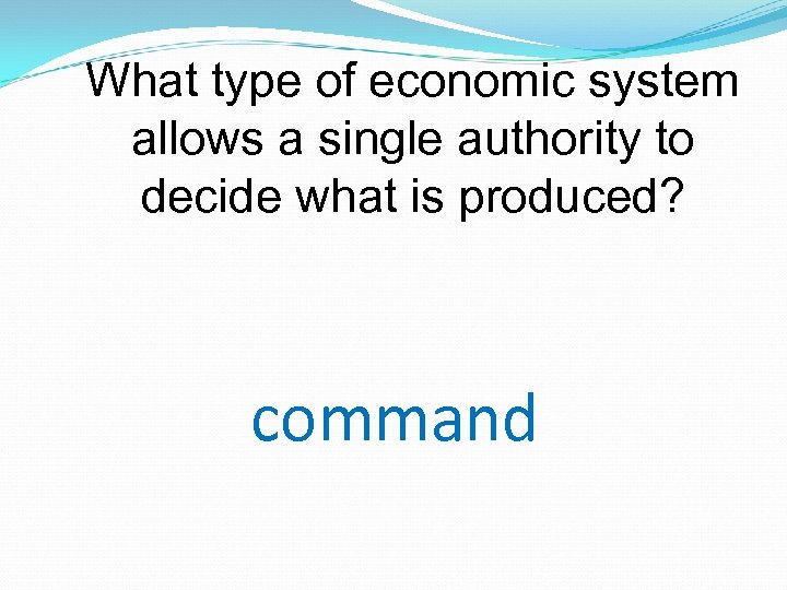 What type of economic system allows a single authority to decide what is produced?