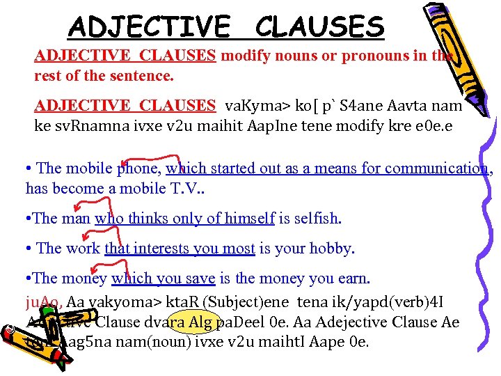 ADJECTIVE CLAUSES modify nouns or pronouns in the rest of the sentence. © Capital