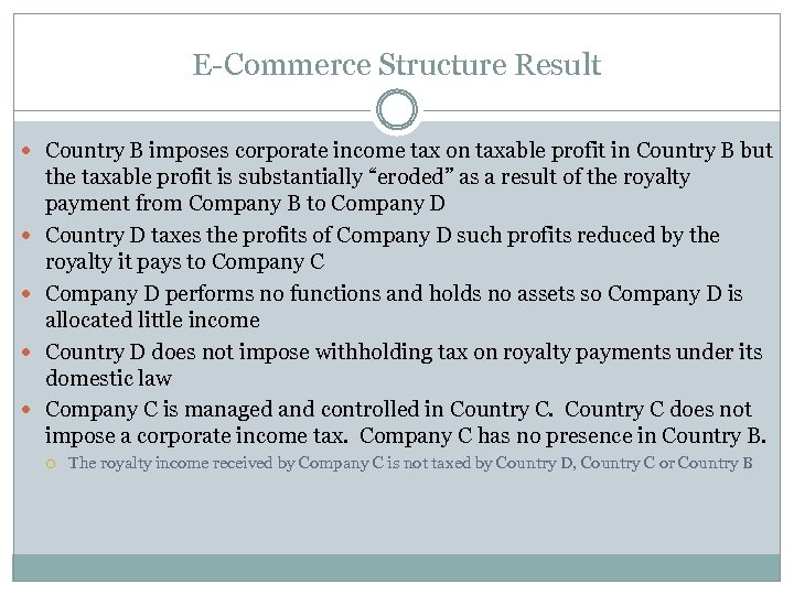 E-Commerce Structure Result Country B imposes corporate income tax on taxable profit in Country