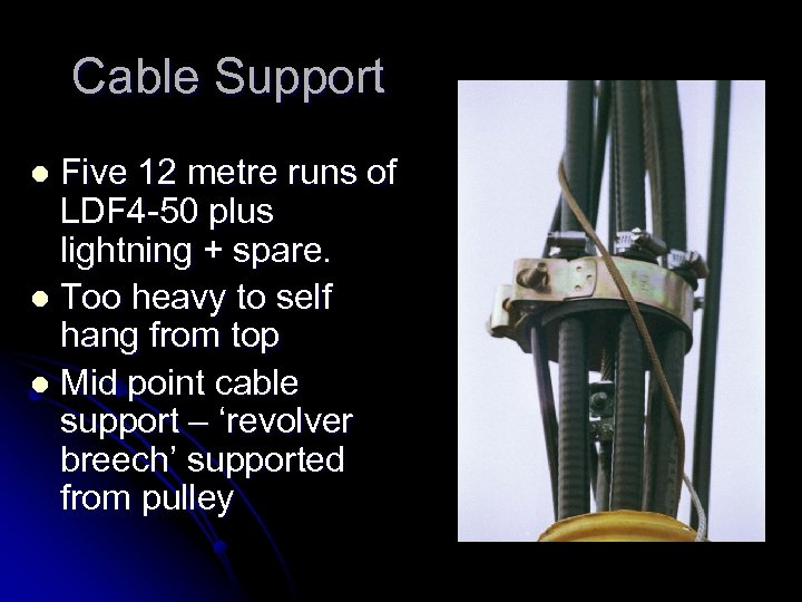 Cable Support Five 12 metre runs of LDF 4 -50 plus lightning + spare.