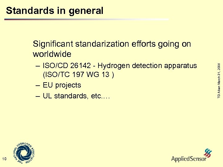 Standards in general – ISO/CD 26142 - Hydrogen detection apparatus (ISO/TC 197 WG 13