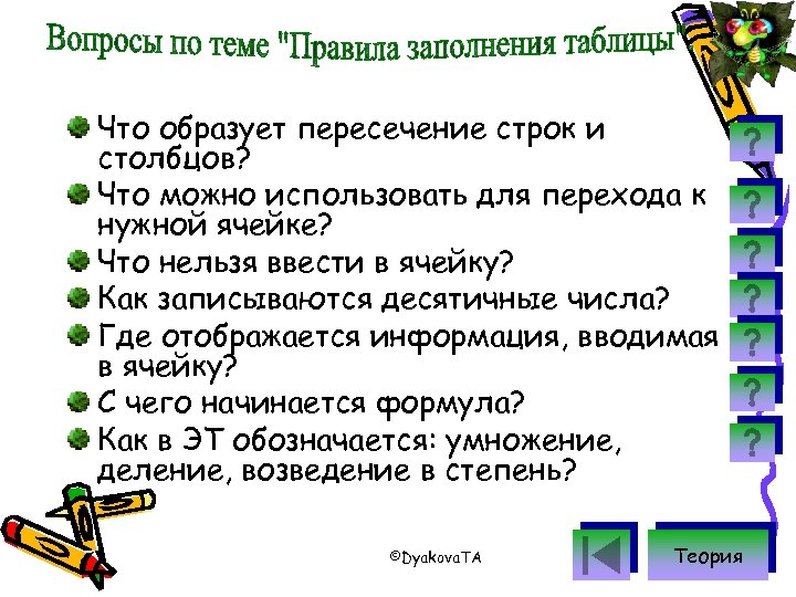 Что образует пересечение строк и столбцов? Что можно использовать для перехода к нужной ячейке?