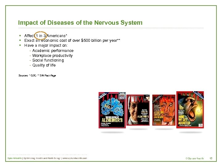 Impact of Diseases of the Nervous System § Affect 1 in 3 Americans* §