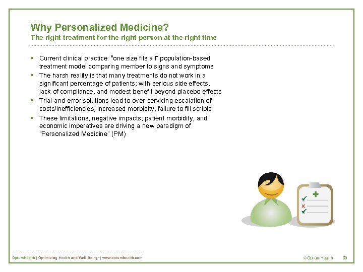 Why Personalized Medicine? The right treatment for the right person at the right time