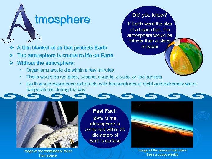 Did you know? tmosphere v Ø Ø A thin blanket of air that protects