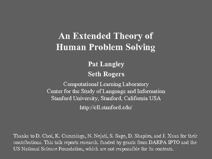 human problem solving the state of the theory in 1970