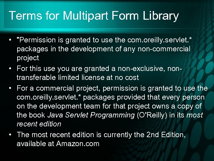 Terms for Multipart Form Library • 