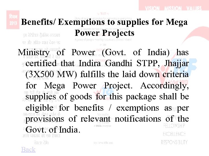 Benefits/ Exemptions to supplies for Mega Power Projects Ministry of Power (Govt. of India)