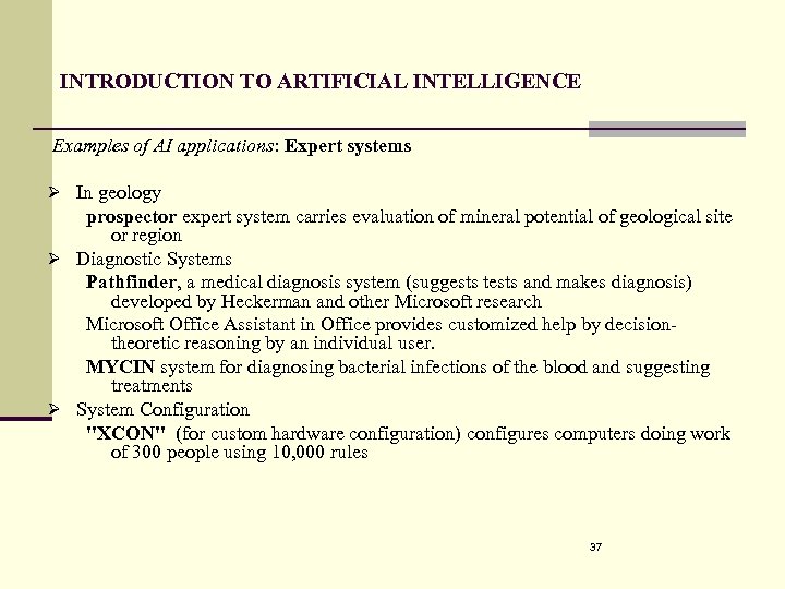 Introduction A L Intelligence Artificielle Dr Souham Meshoul Departement