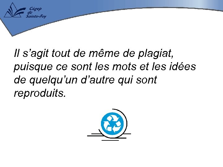 Il s’agit tout de même de plagiat, puisque ce sont les mots et les