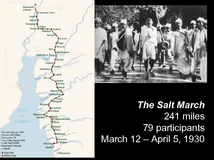 The Salt March 241 miles 79 participants March 12 – April 5, 1930 