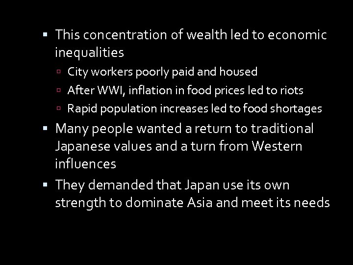  This concentration of wealth led to economic inequalities City workers poorly paid and