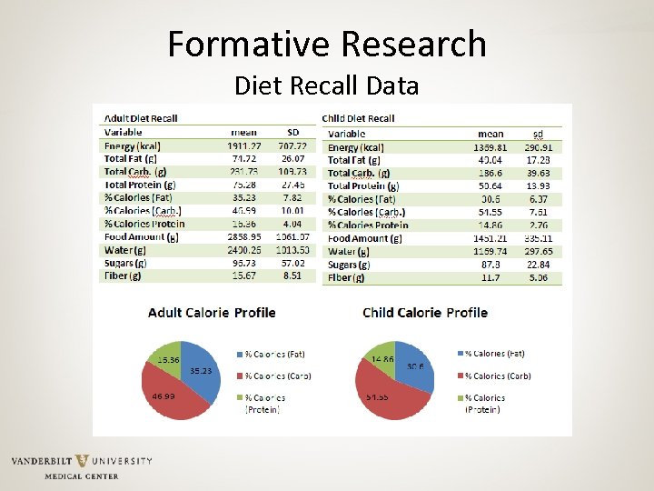 Formative Research Diet Recall Data 