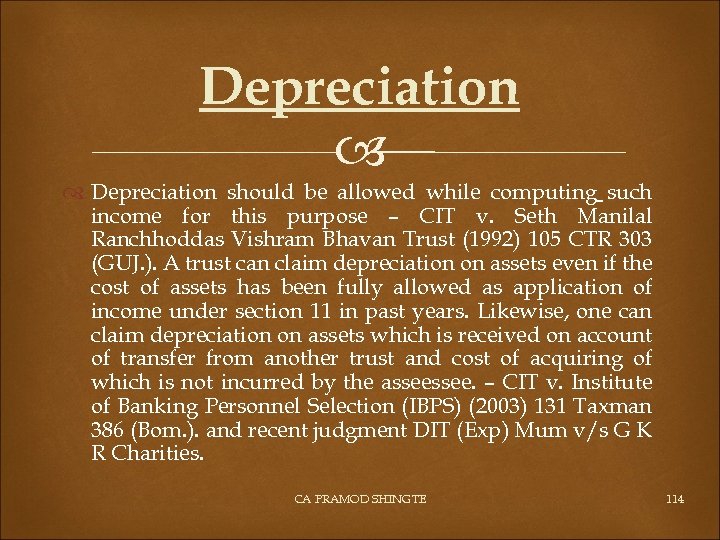 Depreciation should be allowed while computing such income for this purpose – CIT v.