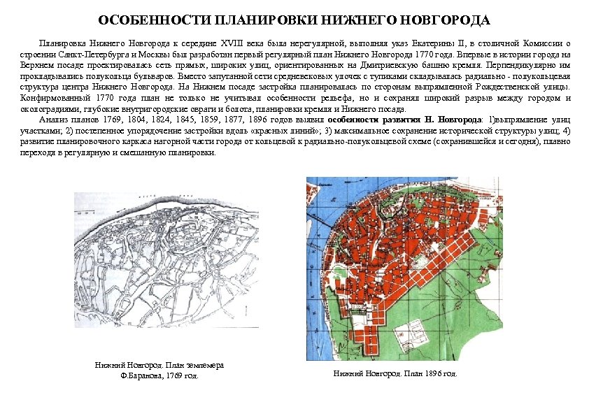 План города нижний новгород