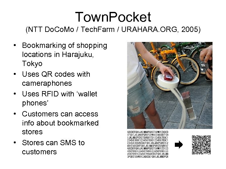 Town. Pocket (NTT Do. Co. Mo / Tech. Farm / URAHARA. ORG, 2005) •