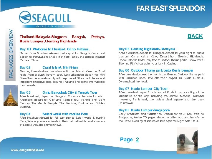 Thailand-Malaysia-Singpore Bangok, Kuala Lumpur, Genting Highlands Day 01 Welcome to Thailand On to Pattaya.