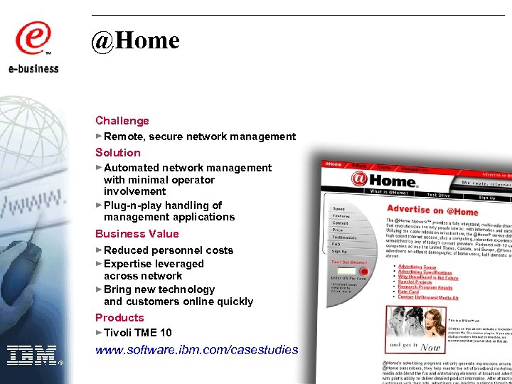 @Home Challenge Remote, secure network management Solution Automated network management with minimal operator involvement