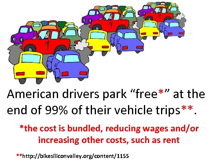 American drivers park “free*” at the end of 99% of their vehicle trips**. *the
