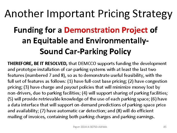 Another Important Pricing Strategy Funding for a Demonstration Project of an Equitable and Environmentally.